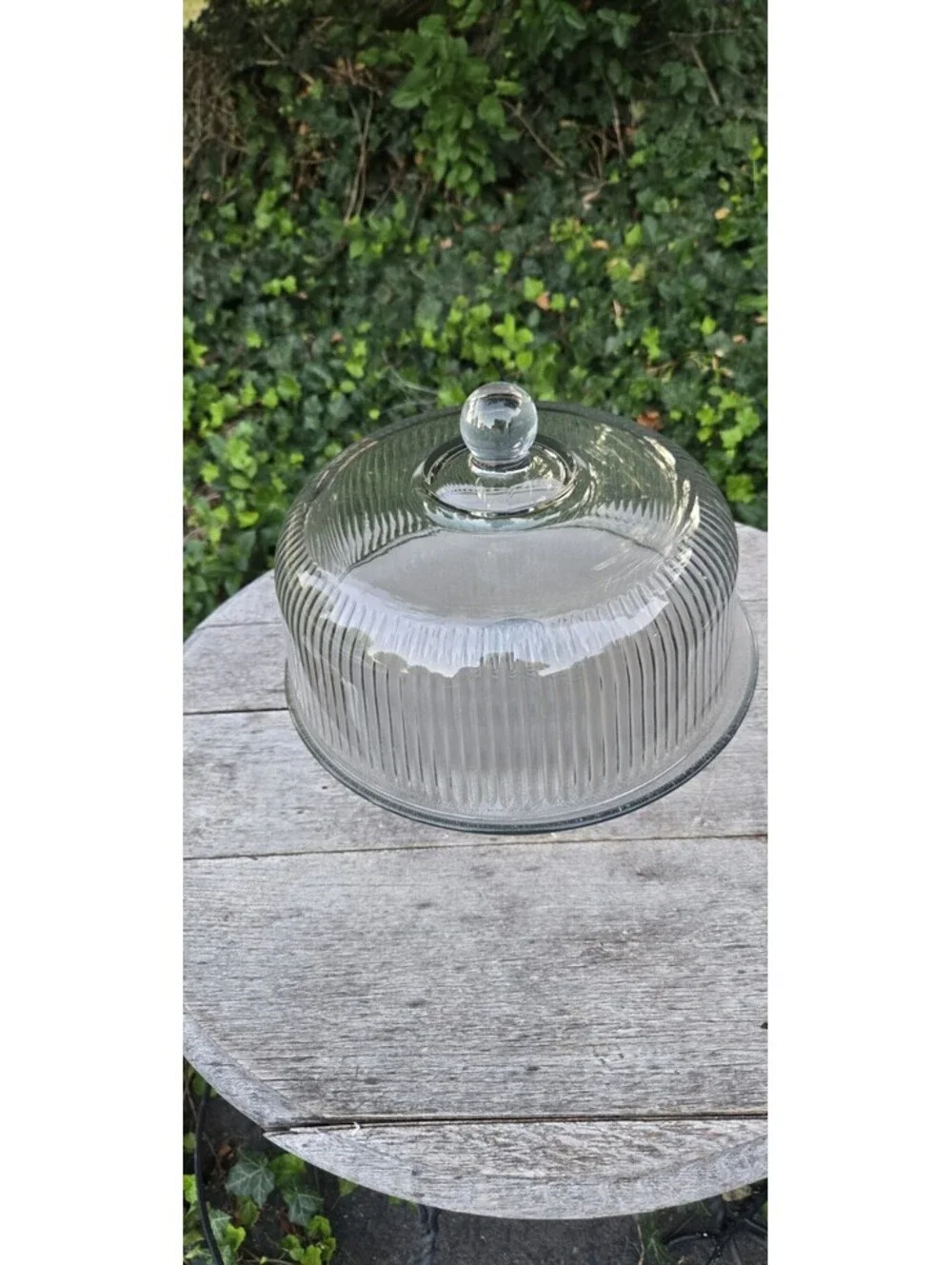 Clear Glass Anchor Hocking Ribbed Glass Cake Stand Doubles As A Punch Bowl